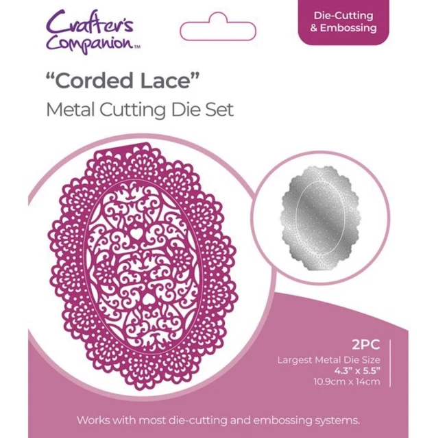 CRAFTERS COMPANION CORDED Lace Metal Cutting Die Set 2 Pieces New