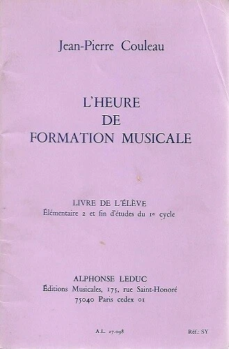 L'heure de formation musicale - Elémentaire 2 Livre élève - Jean-Pierre Couleau