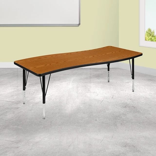 Flash Furniture 26"W x 60"L Rectangular Wave Collaborative Oak Thermal Laminate