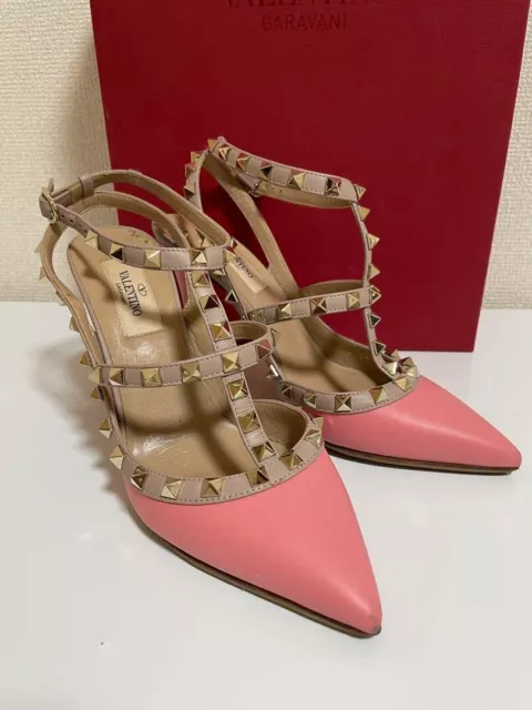 VALENTINO GARAVANI Rockstud Pumps Pink Size 37 Made in ITALY Mule Sandal