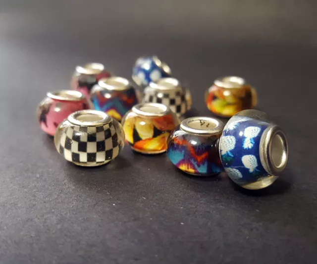 Acrylic European Beads - Mix and Match Beads - 14mm European Beads - Lot Beads