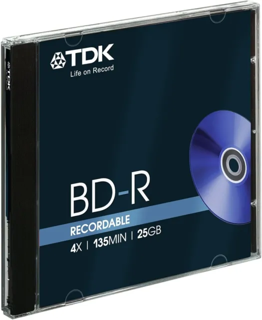 TDK BD-R 4x 25GB Blu-ray Disc Juwel Case Single