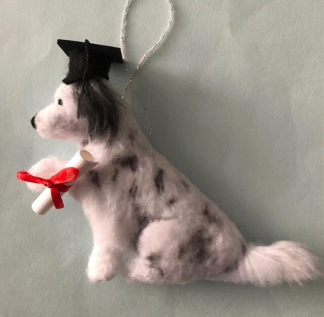 English Setter  - Mortarboard Cap - Diploma - Part Needle Felted Dog