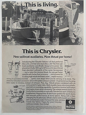 Chrysler Marine Sailboat Auxiliaries Vintage 1976 Print Ad