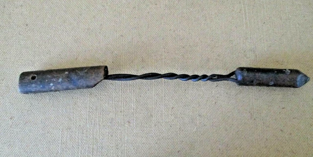 Antique Blacksmith Hand Forged Soldering Iron Primitive Rustic Wood Iron 16" Vtg