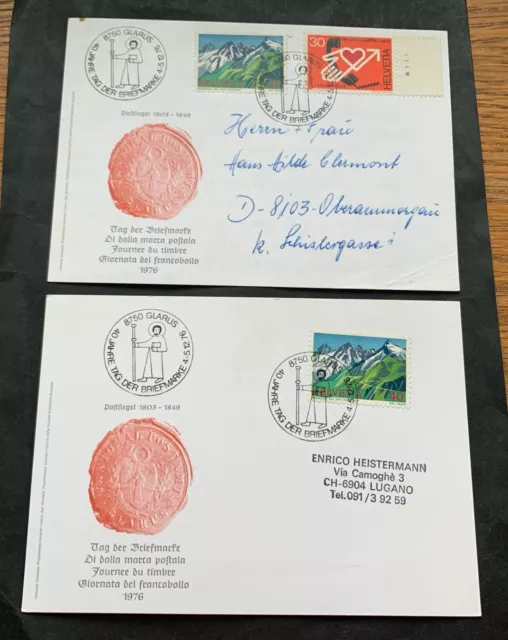 Switzerland Suisse Helvetia 1976 - 2 canceled cards with Michel No. 1081, 1059