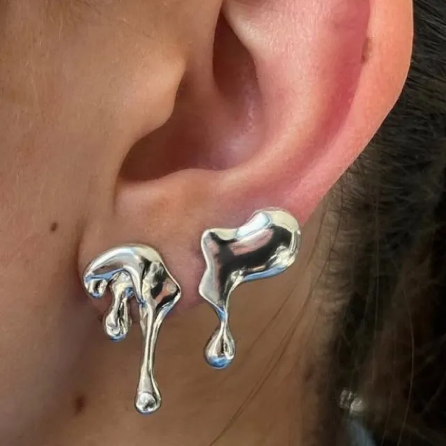 Punk Gothic 925 Silver Metal Stud Earrings Dangle Women Party Jewelry Gift