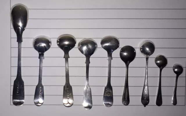 A job Lot of 9 x Vintage Silver Plated  Condiment Mustard Salt Spoons  1