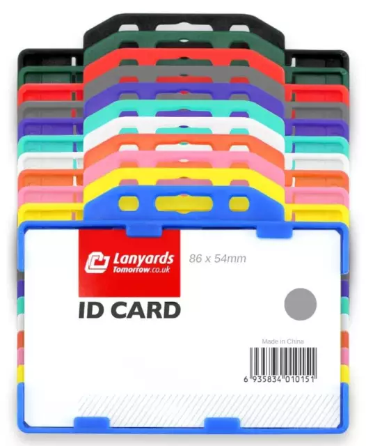 10X DOUBLE SIDED HORIZONTAL COLOUR Open Faced Plastic Rigid Badge ID Card  Holder £4.99 - PicClick UK
