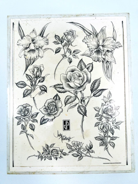 Flash de colección Tattoo Shop #14 años 90 JUDY PARKER rosa flores plantas insectos