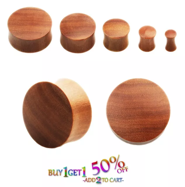 Pair 8g-30mm SAWO WOOD PLUGS Double Flare Gauges Tunnels Organic Ear Convex 2130
