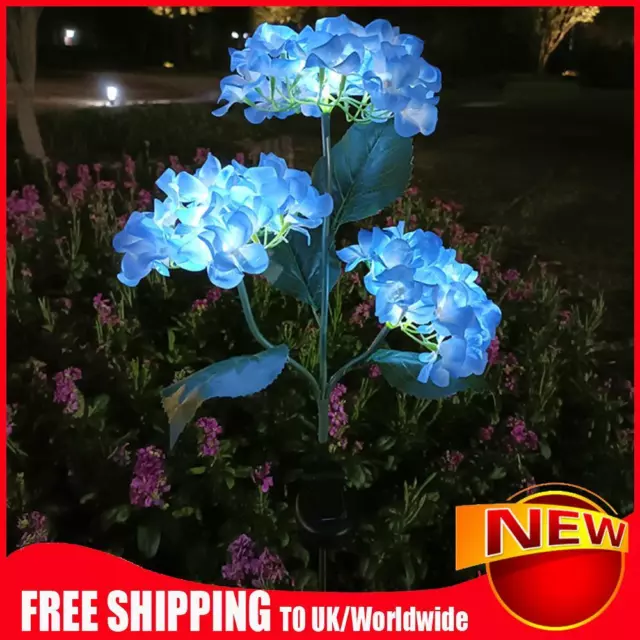 2pcs 3 Heads Hydrangea Ground Light LED Solar Path Yard Lights for Home(Blue)