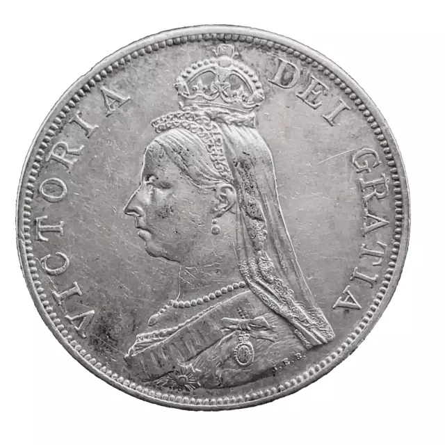 Great Britain 1890 JUBILEE Head Queen VICTORIA Double Florin Silver Coin KM#763