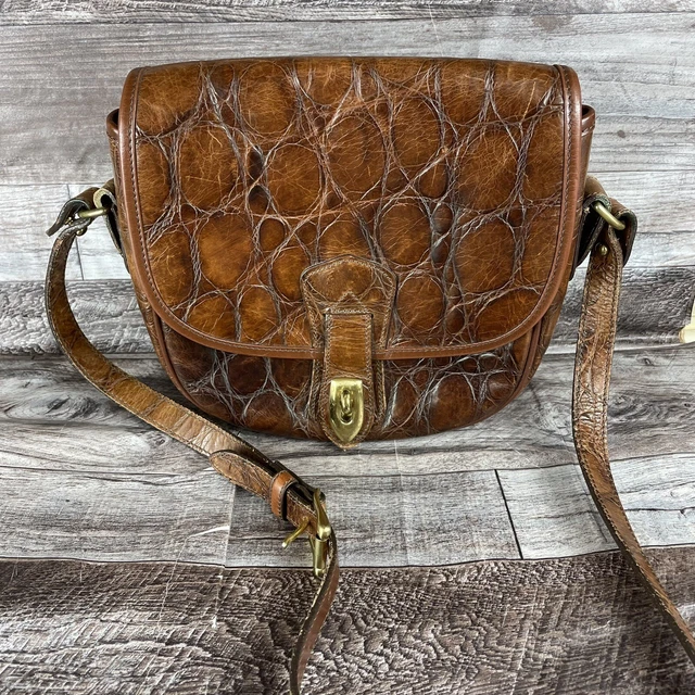 Vintage 90’s Dooney & Bourke Crocodile Croco Leather Crossbody Bag Purse Handbag