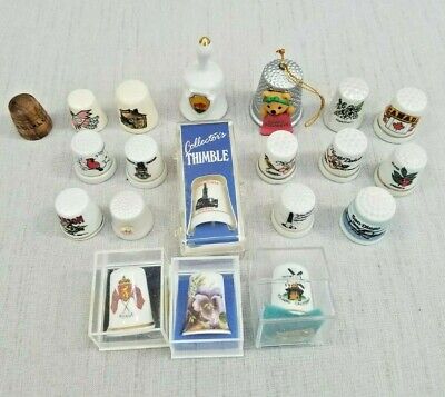 Lot of 20 Vintage Thimbles Various Sizes / Materials Advertising Collectible