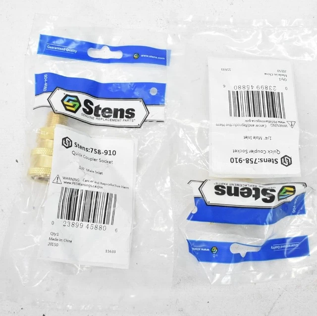 Lot of 2 Stens Quick Coupler Sockets 1/4" Inlet Male Bras 758-910 Hardware Tool