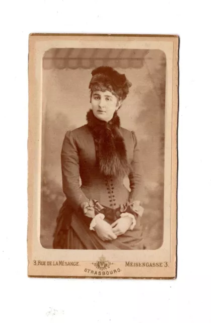 CDV Foto Feine Dame mit Widmung - Strasbourg Straßburg 1884