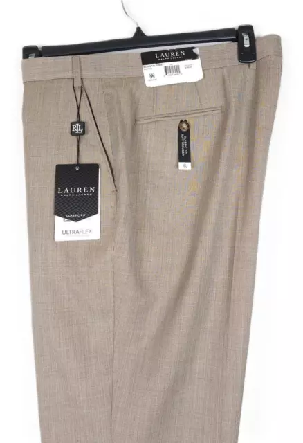 LAUREN RALPH LAUREN Men's Classic-Fit Wool Suit Pants Tan Tic Weave ...
