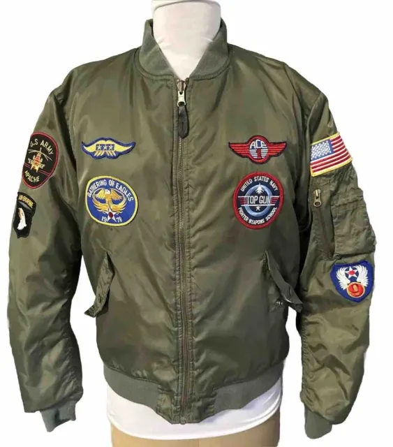 Flyers Bomber Jacket MA-1 YOUTH LARGE With Patches By Alpha Industries EXC!