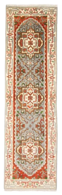 Traditional Hand-Knotted Geometric Area Rug 2'5" x 8'2" Wool Carpet