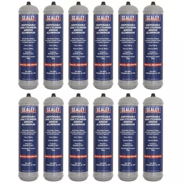 Sealey Gaz Cylindre Jetable Argon 100g - Boîte De 12 Mig / Arg / 100/12