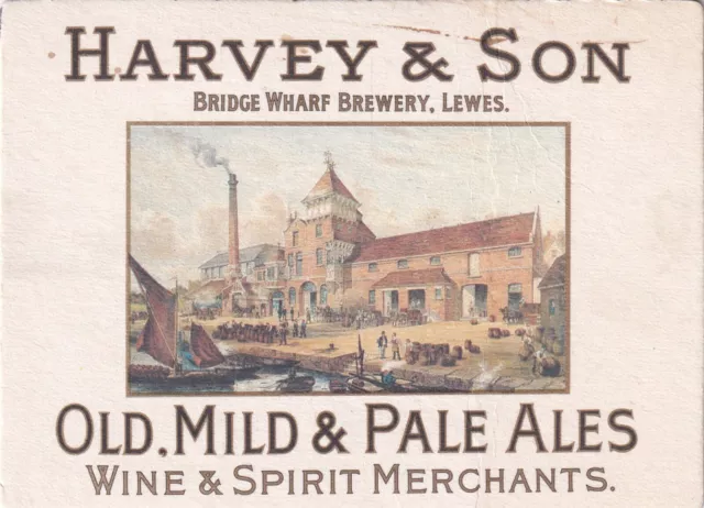 Harvey & Sons Bridge Wharf Brewery Lewes Beermat Postcard 1999 used VGC