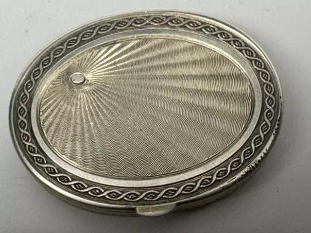 Antique Silver Pill/Snuff  Box with hinged lid Guilloché exterior Vermeil inside