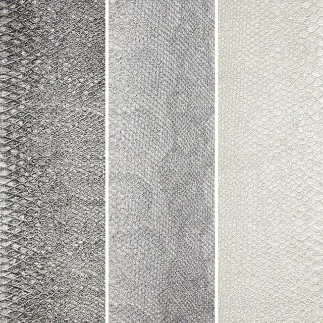 Fine DÃÂ©cor Python Wallpaper Textured Heavyweight Vinyl Glitter Grey Silver