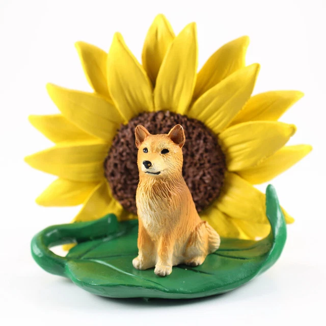 Finnish Spitz Sunflower Figurine Finnish Spitz Sunflower Figurine