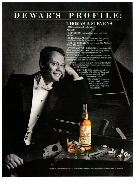 1986 DeWar's Profile White label Scotch Whiskey Vintage Print Advertisement