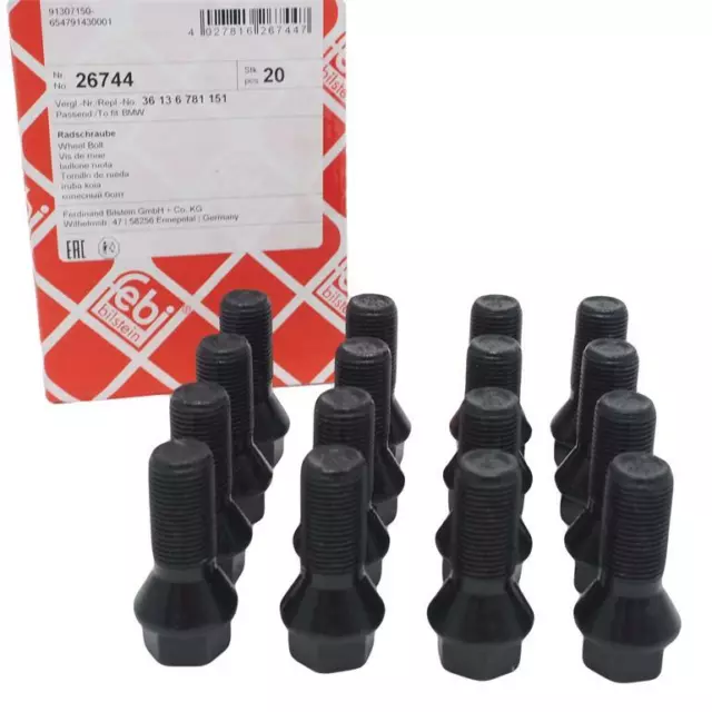 20x febi Radschraube Radbolzen für BMW Mini  F10 F36 F25 R61 M14x1,25x23mm 26744