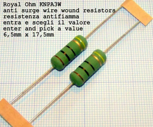 2 pezzi Resistenze alta tensione a scelta da 10 Ohm a 150 Ohm 3W ROYALOHM KNPA3W