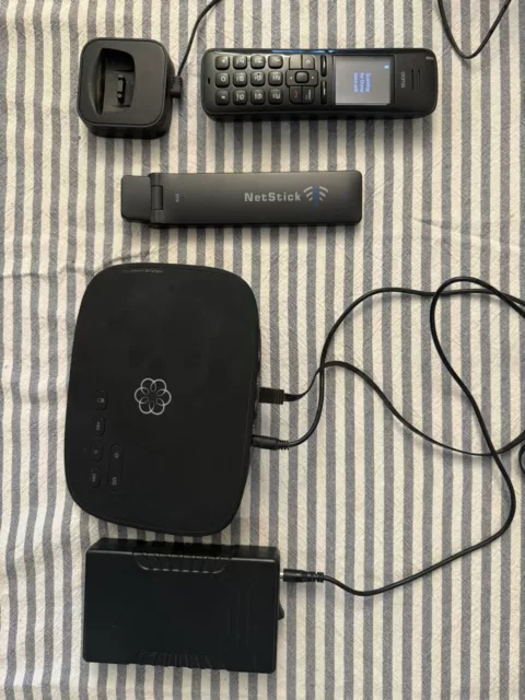 ‎Ooma TeloCR VoIP Home Phone - Black, With Phone, Power Bank, Cords And Netstick