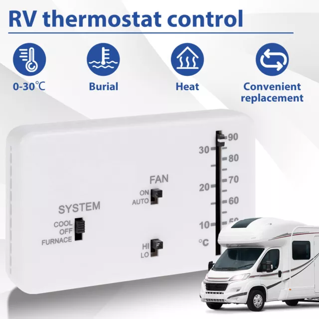 RV THERMOSTAT PLASTIC RV Analog Thermostat Heat and Cool Camper ...