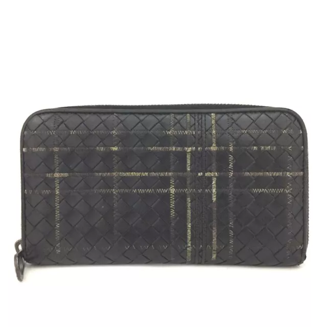 Bottega Veneta Intrecciato Stitch Lambskin Zip Around Long Wallet/7Y0339