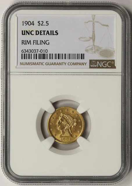 1904 Liberty Head Quarter Eagle Gold $2.5 UNC Details NGC
