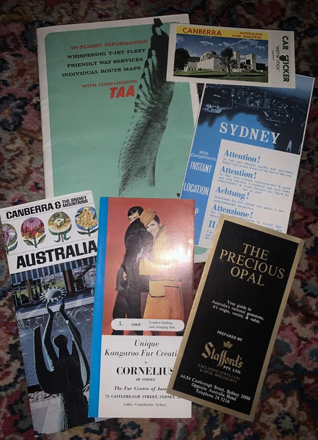 Taa Trans Australia Airlines In-Flight, Sydney Guide Canberra Brochure Vintage