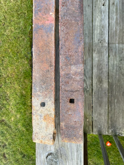 2 Cast Iron Barn Strap Hinges 46.5 50.5" Gate wrought Architectural Salvage 7