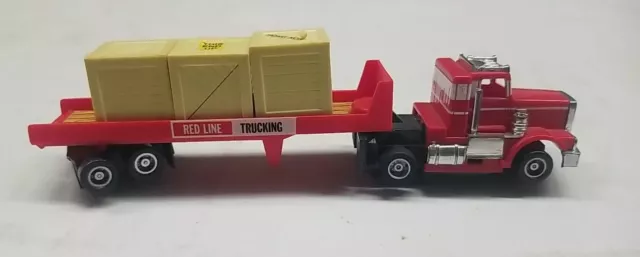 TYCO US-1 ELECTRIC TRUCKING RED SEMI TRUCK WITH RED LINE TRAILER Slot Car