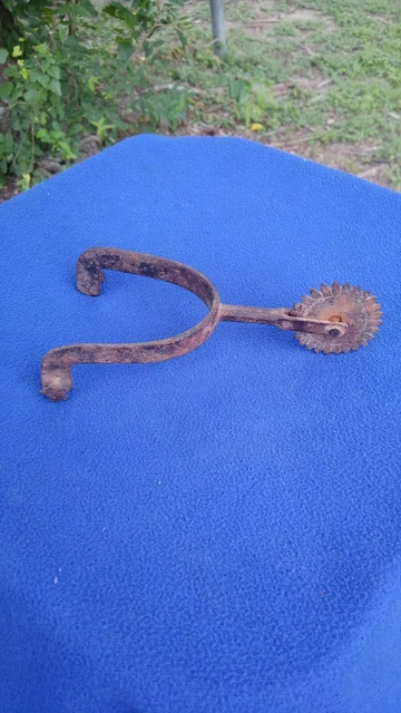 Vintage Buermann Single Large Rowel Cowboy Spur As Is Rusty Wear