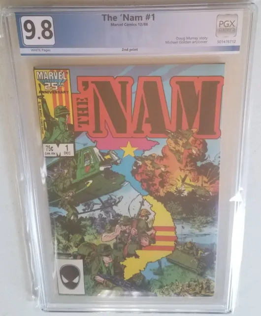The 'Nam # 1 NOT CGC  PGX 9.8 (1986) 2nd Print Variant Vietnam War