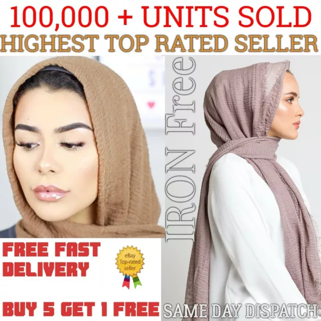 NEW STYLE CRINKLE PREMIUM Plain Hijab Maxi scarf Headscarf CRIMP HABIBA Shawl