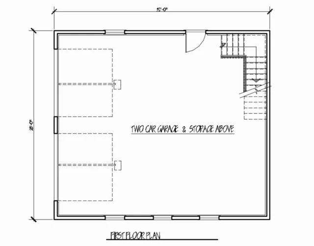 Garage Plans Blueprints 28 Ft  X  32 Ft,  Oversized 2  Car 3