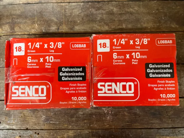 Lot Of 2 Senco L06BAB 18 Gauge Crown Staple 1/4” X 3/8” - 10,000/Box