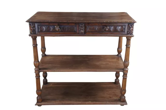 Antique 19th C. French Renaissance Revival Carved Walnut Buffet Server Dry Bar