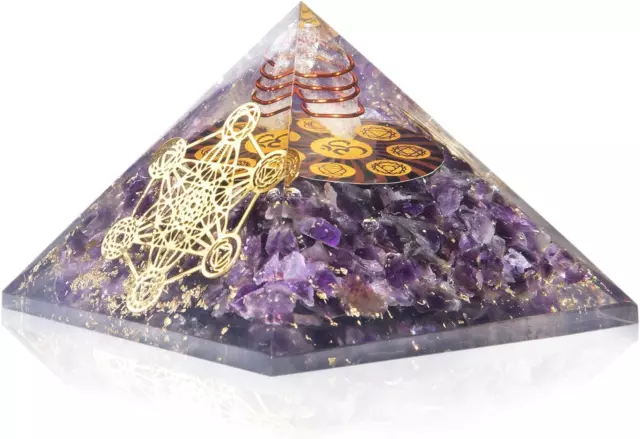 Amethyst Crystal ORGONE Pyramid | Positive Energy & Protection Crystal ORGONITE