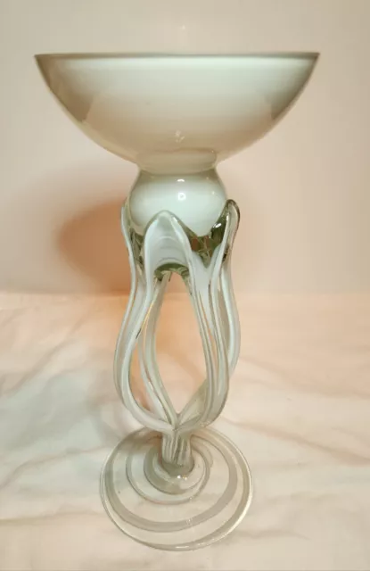 Jozefina Krosno Hand Blown Glass Candle Holder.  Made in Poland. 10 Inches Tall