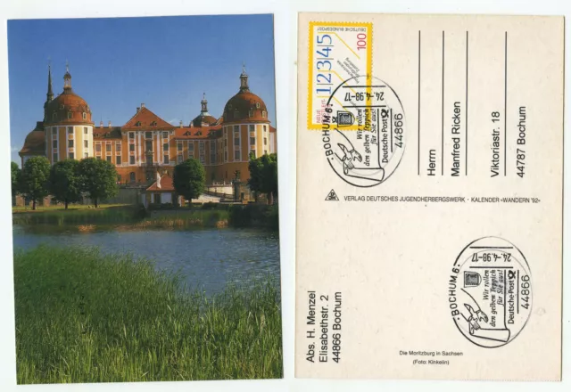 08571 - The Moritzburg in Saxony - postcard, special stamp 24.4.1998