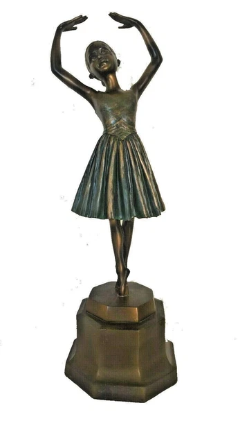 Statue Danseuse Petit Rat De L'Opéra - Bras Tendus - Sculpture Résine Faux Bronze