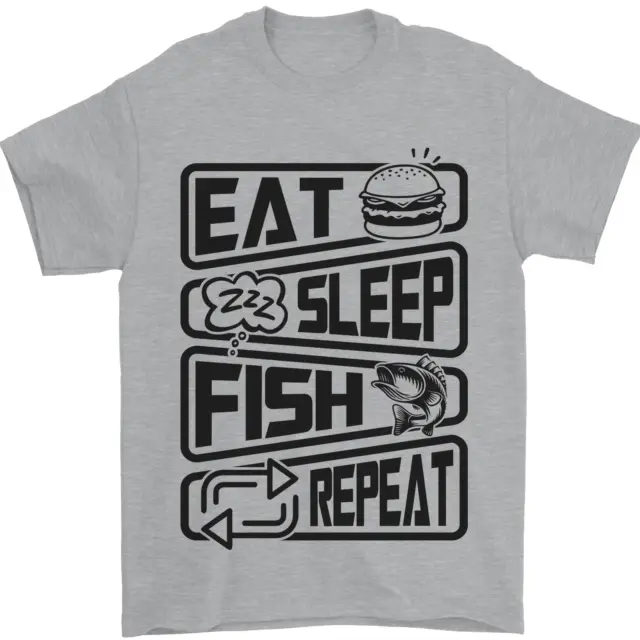 Eat Sleep Fish Repeat Funny Fishing Mens T-Shirt 100% Cotton